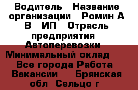 Водитель › Название организации ­ Ромин А.В., ИП › Отрасль предприятия ­ Автоперевозки › Минимальный оклад ­ 1 - Все города Работа » Вакансии   . Брянская обл.,Сельцо г.